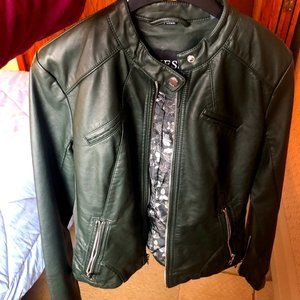 BRAND NEW never worn green pleather Guess jacket